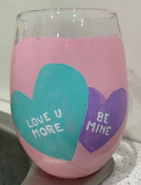 Image for event: Valentine Wine Glass Painting