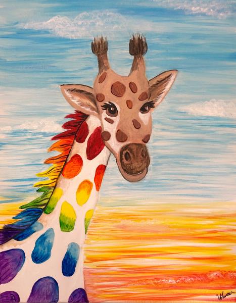 Image for event: Paint and Sip -- Rainbow Giraffe
